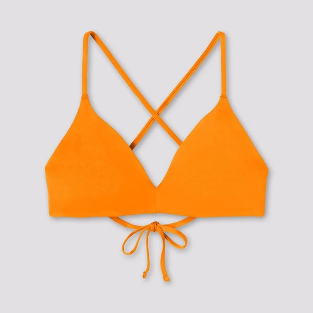 girlfriend collective lanai bikini swim top spritz yellow XS